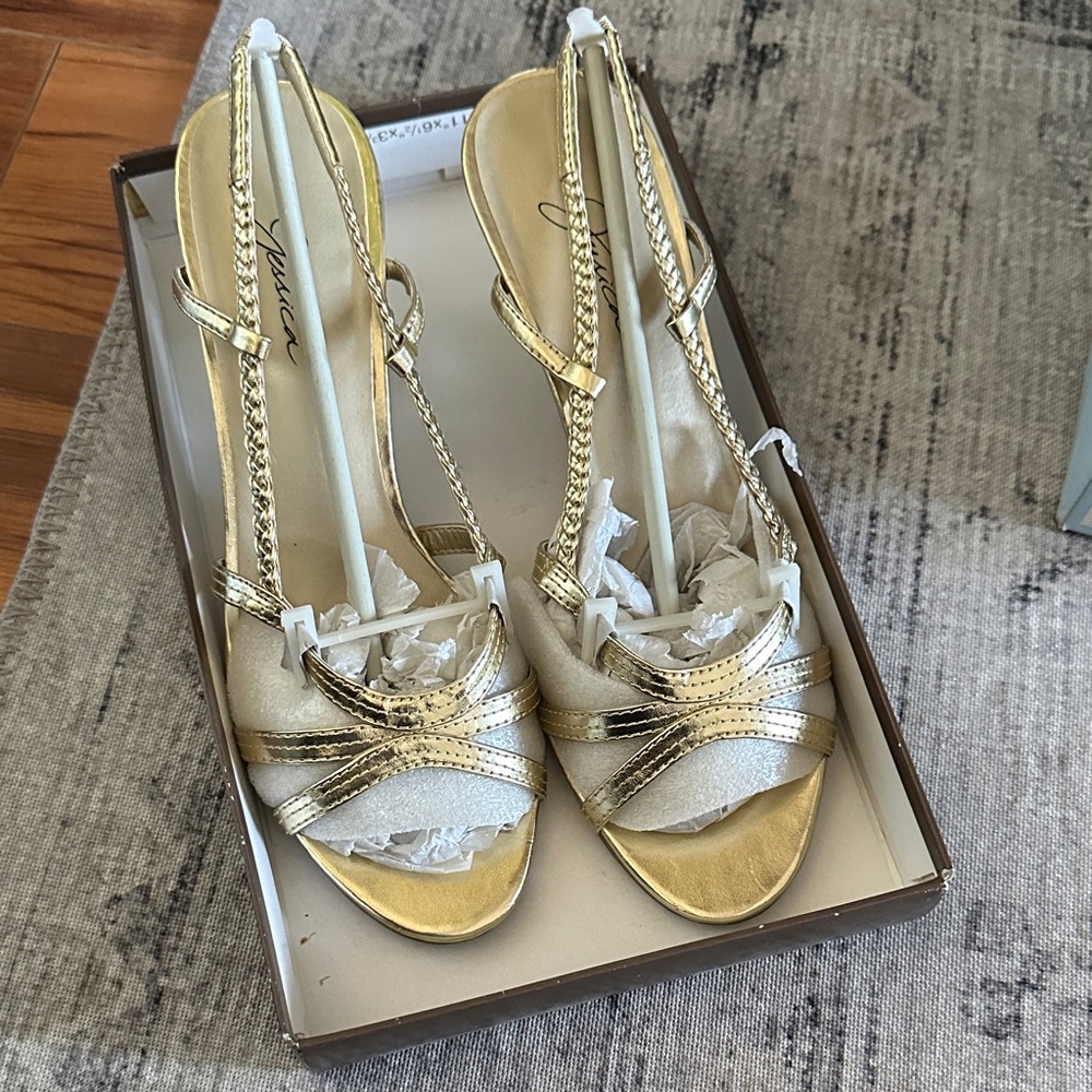 Jessica Gold Strappy Heels